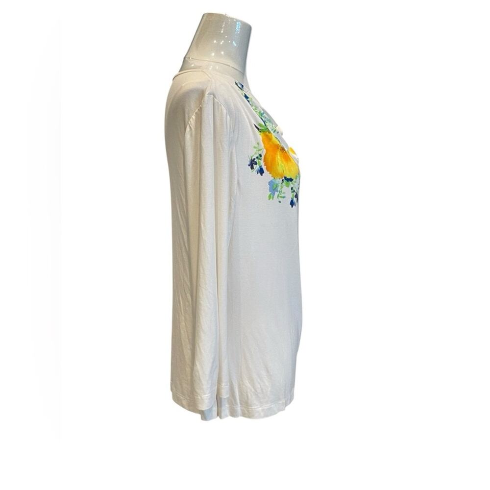 St.John Floral Print White Top Size:L - Picture 2 of 7